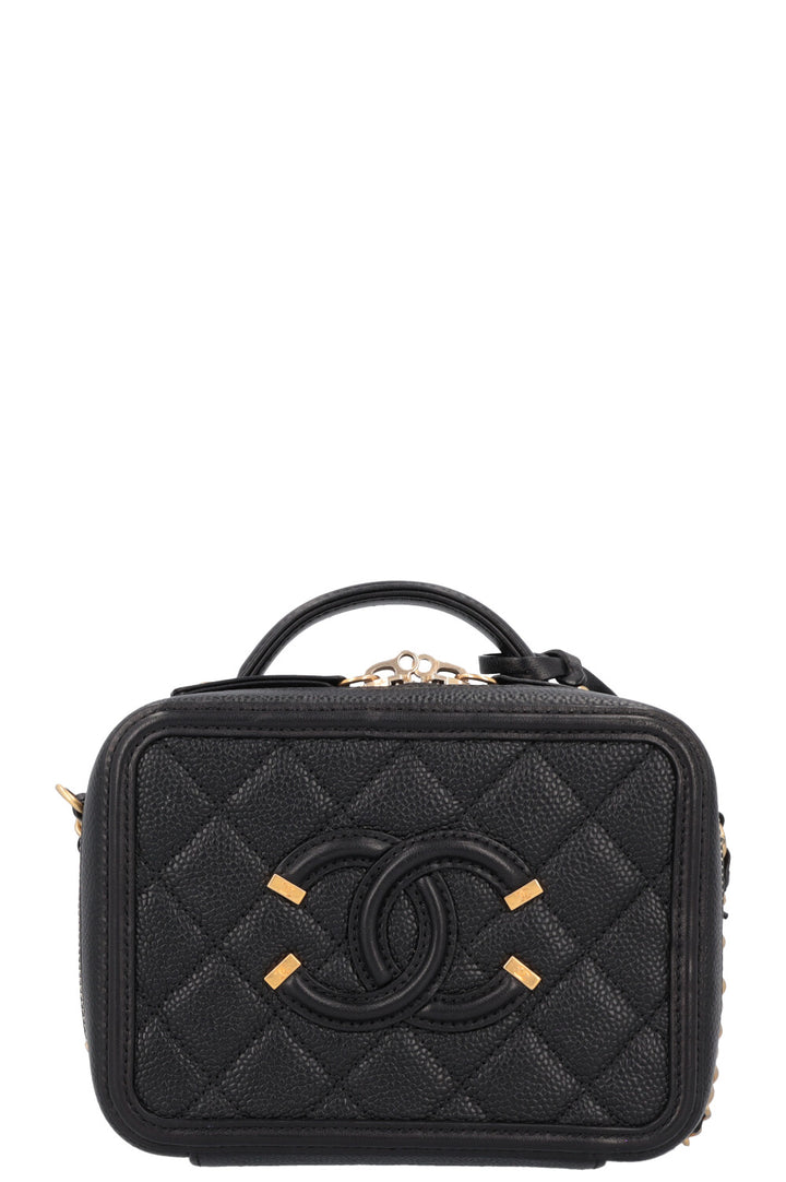 CHANEL Small Filigree Crossbody Bag Caviar Black