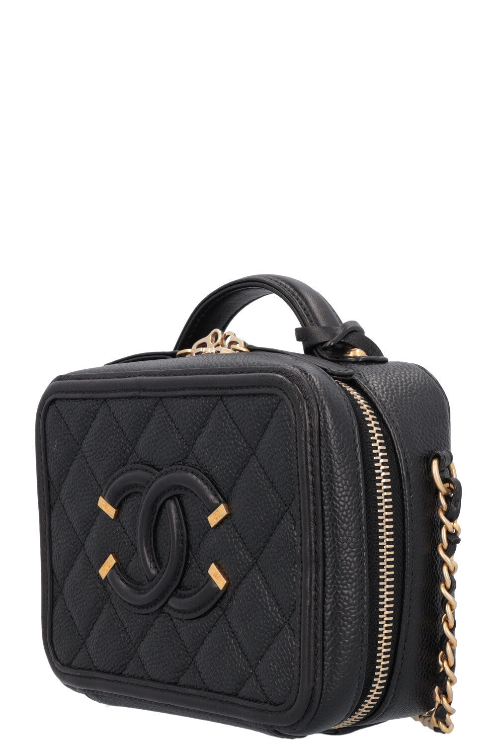 CHANEL Small Filigree Crossbody Bag Caviar Black