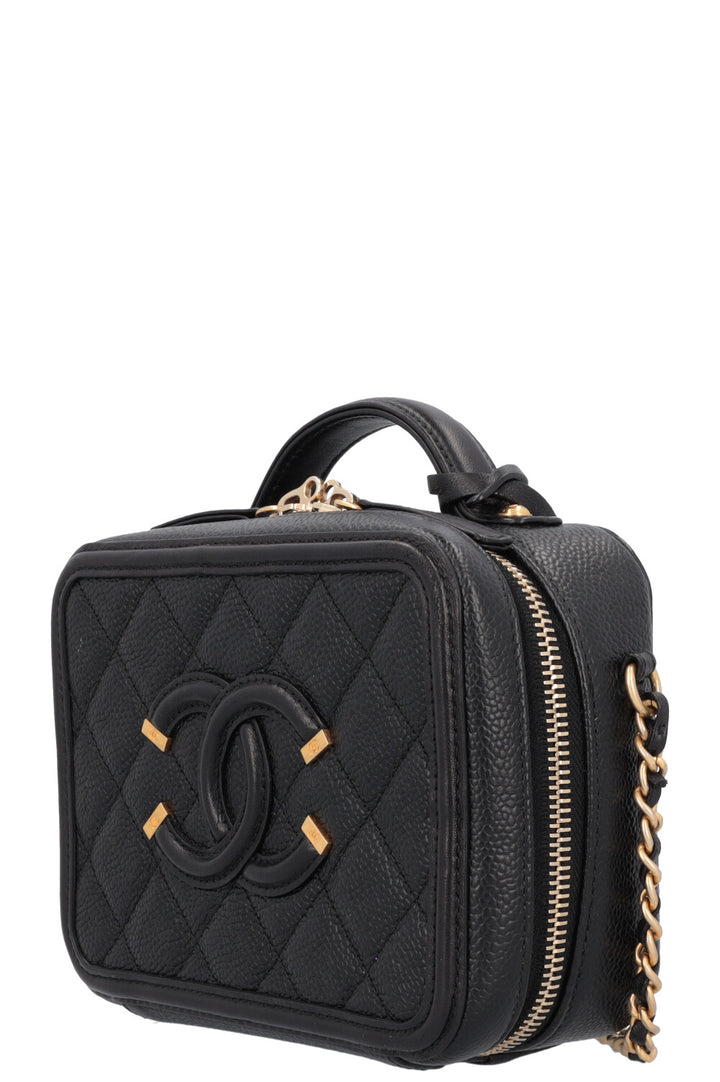 CHANEL Small Filigree Crossbody Bag Caviar Black