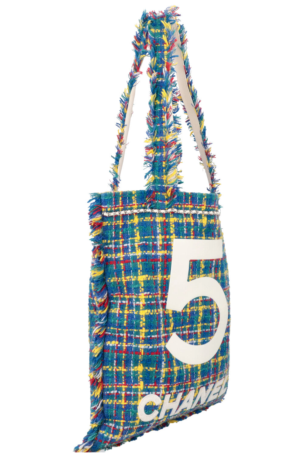 CHANEL Tweed No 5 Tote Bag Blue