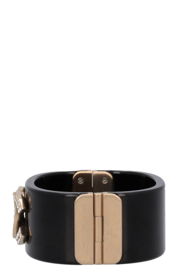 CHANEL 2016 Double Crystal CC Resin Cuff Black