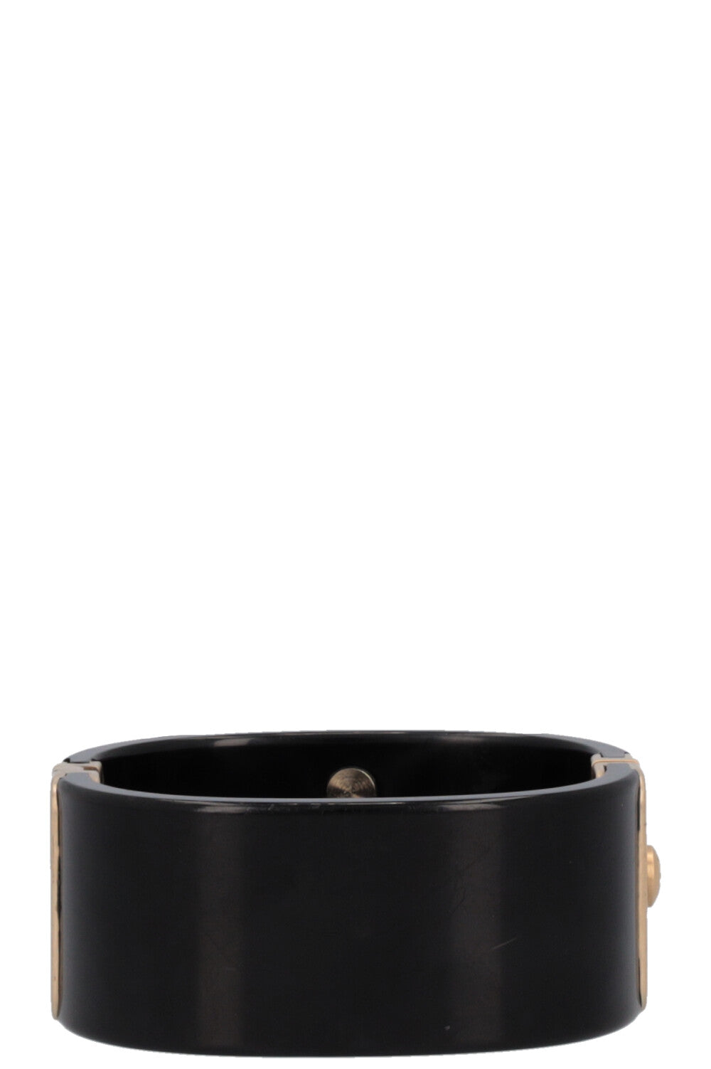 CHANEL 2016 Double Crystal CC Resin Cuff Black