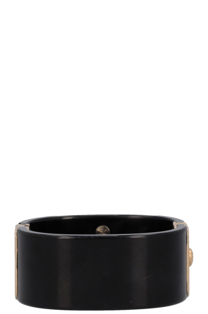 CHANEL 2016 Double Crystal CC Resin Cuff Black