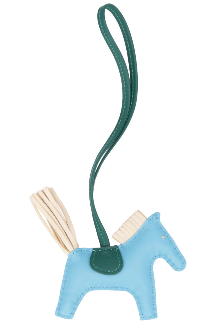 HERMÈS Rodeo PM Bag Charm Blue White
