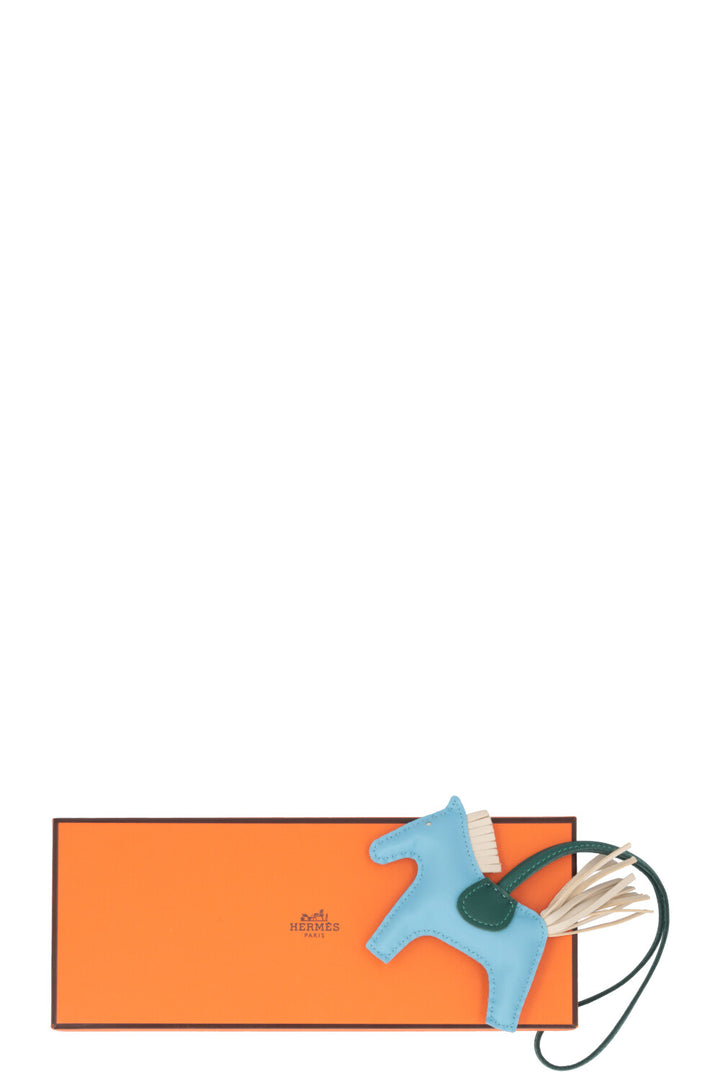 HERMÈS Rodeo PM Bag Charm Blue White