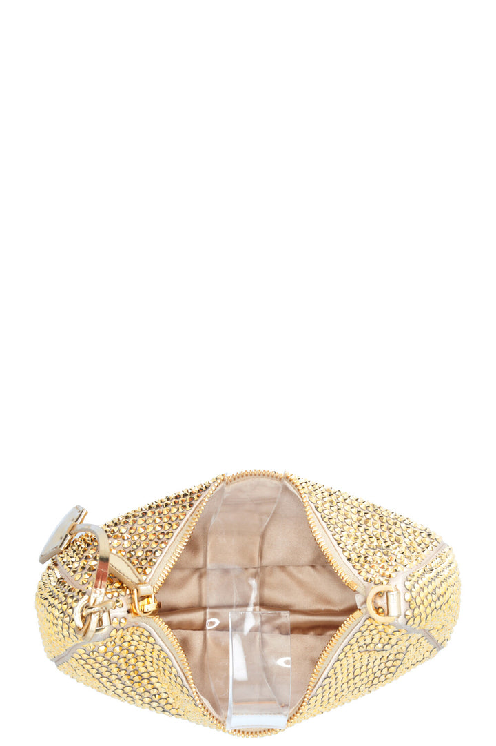 PRADA Re-Edition 2005 Crossbody Bag Gold Crystal Satin
