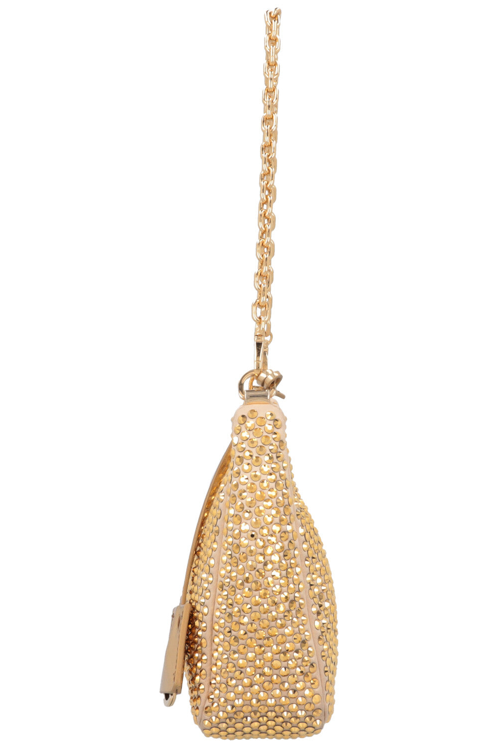 PRADA Re-Edition 2005 Crossbody Bag Gold Crystal Satin