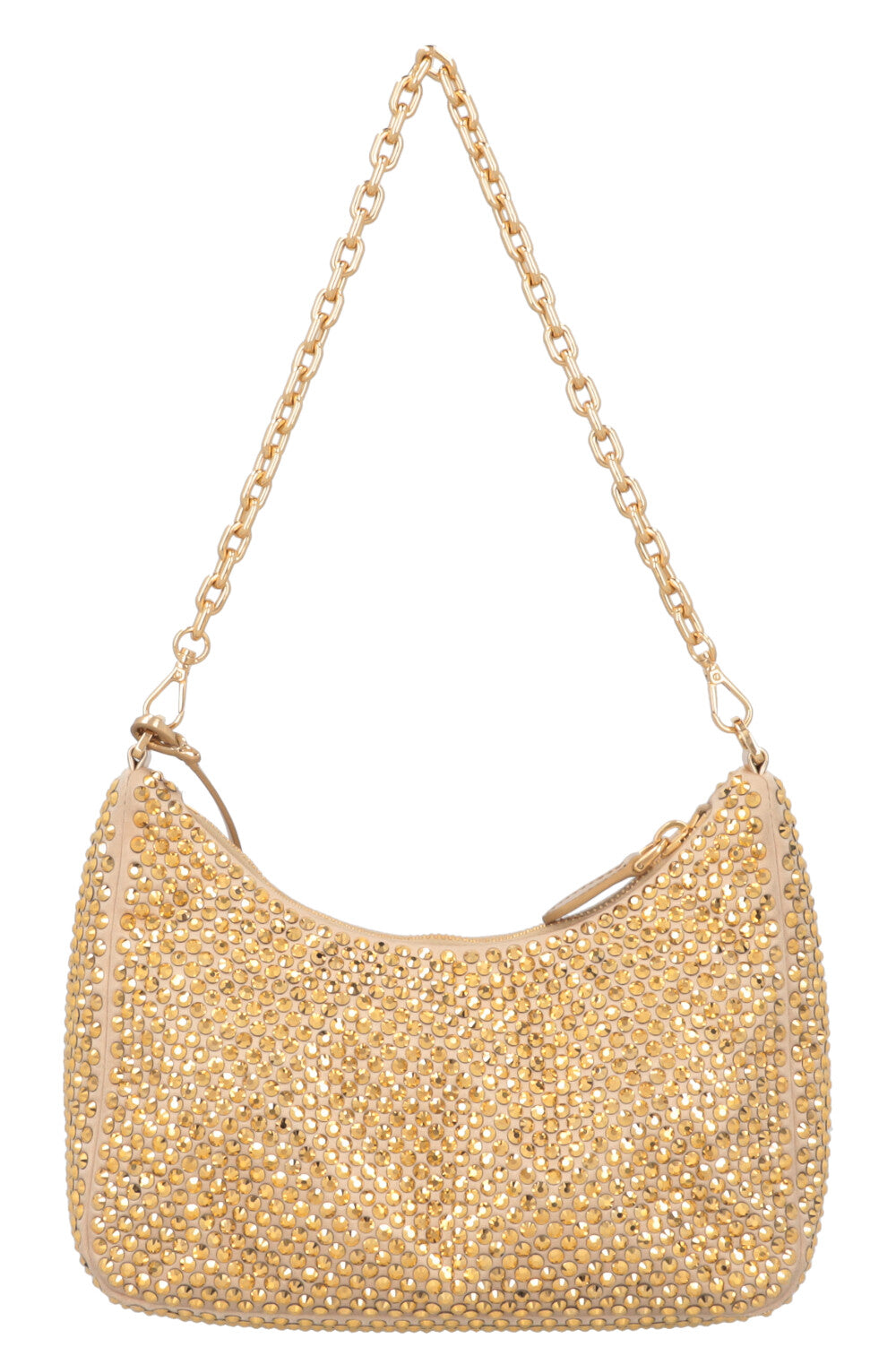PRADA Re-Edition 2005 Crossbody Bag Gold Crystal Satin