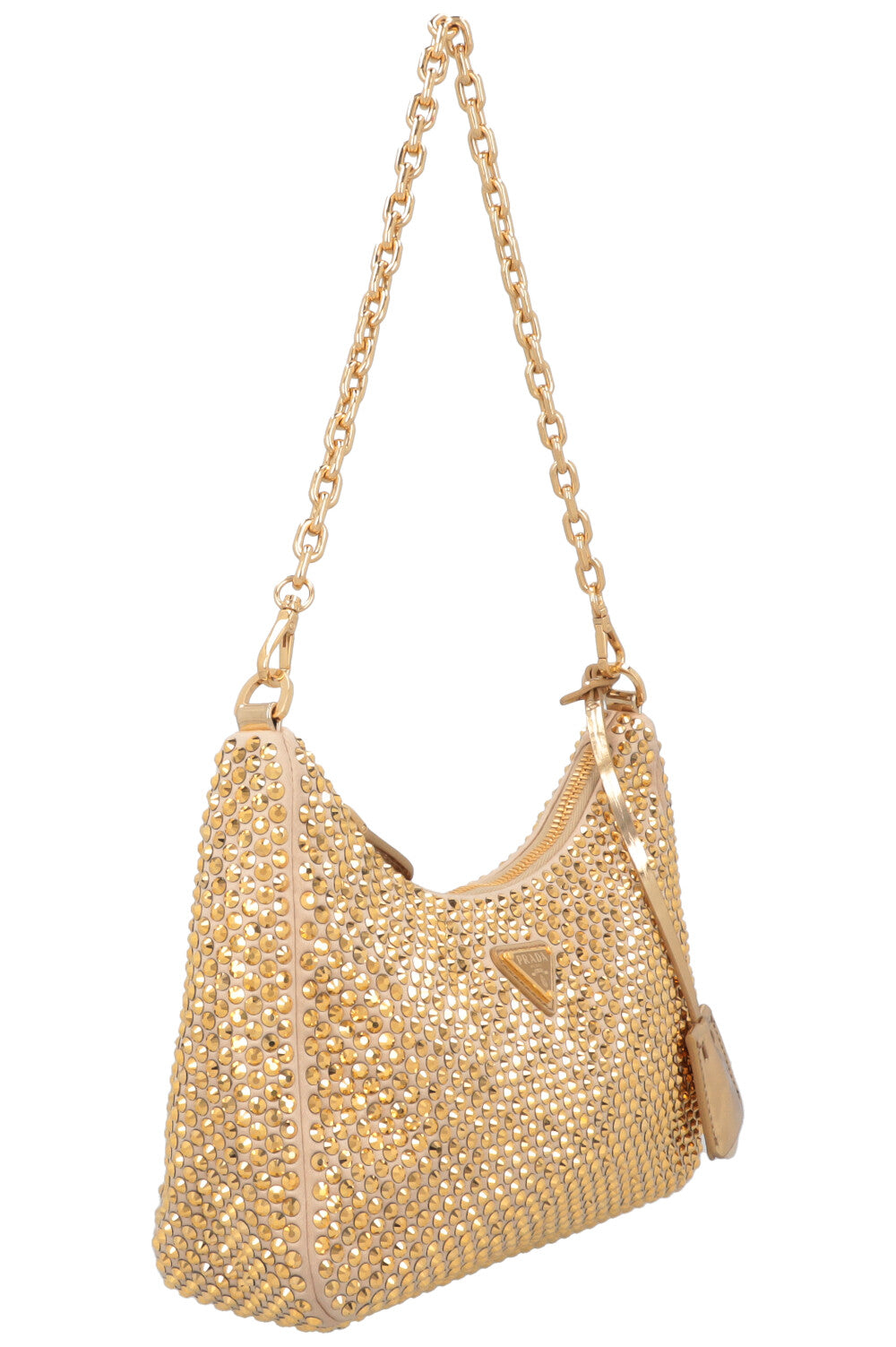 PRADA Re Edition 2005 Crossbody Bag Gold Crystal Satin REAWAKE