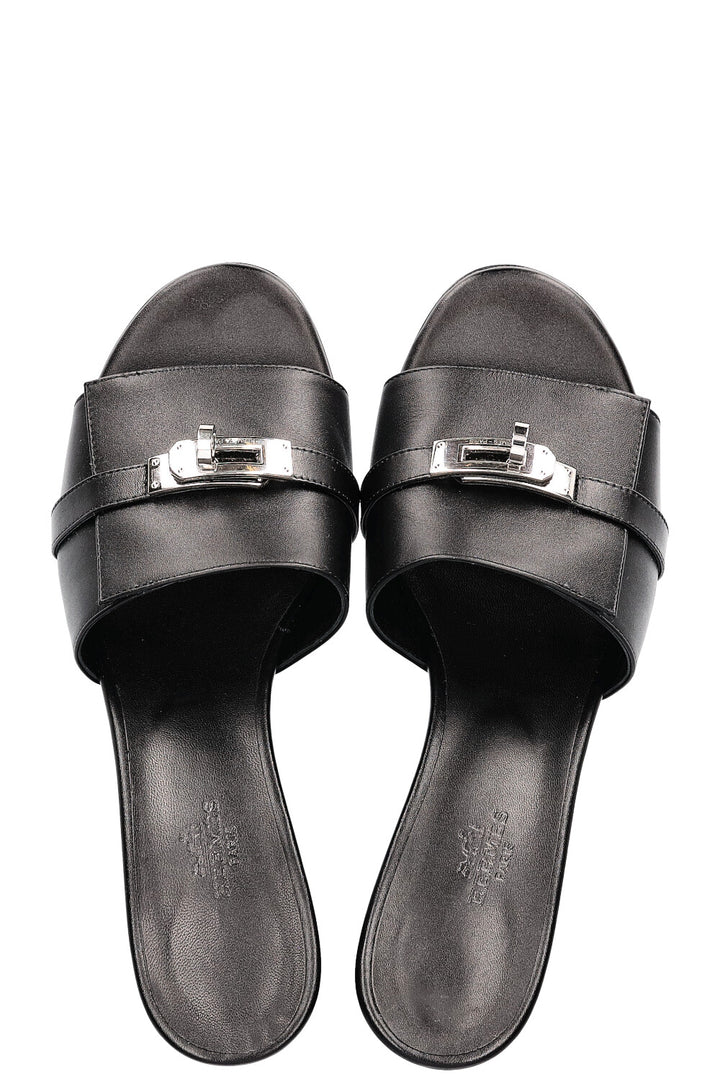 HERMÈS Gigi 50 Sandals Black Leather