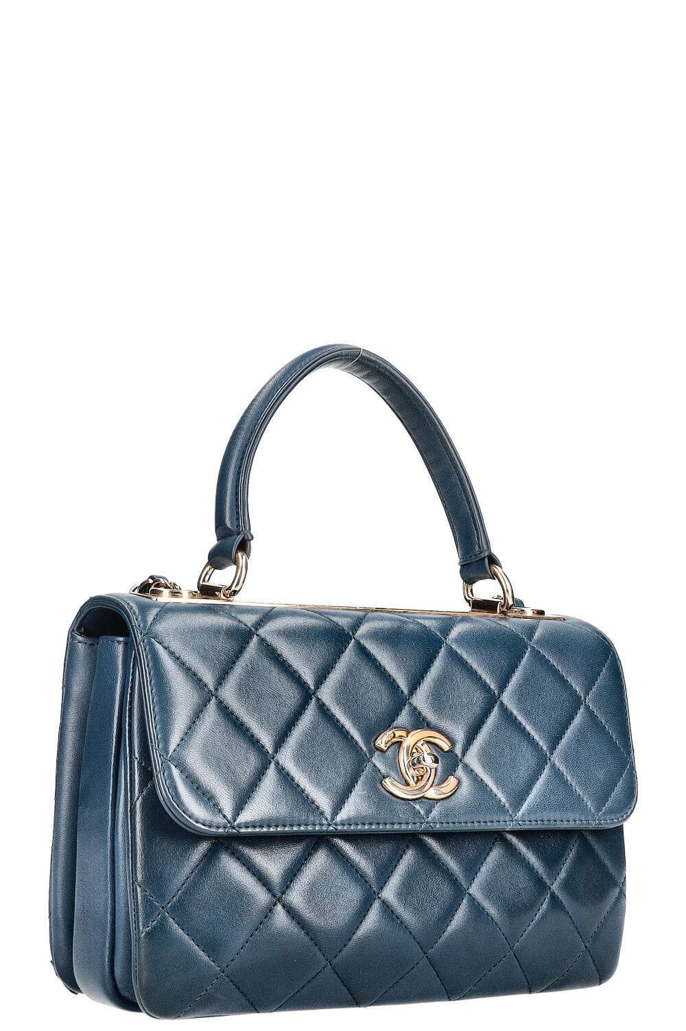 CHANEL Trendy Top Handle Flap Bag Blue