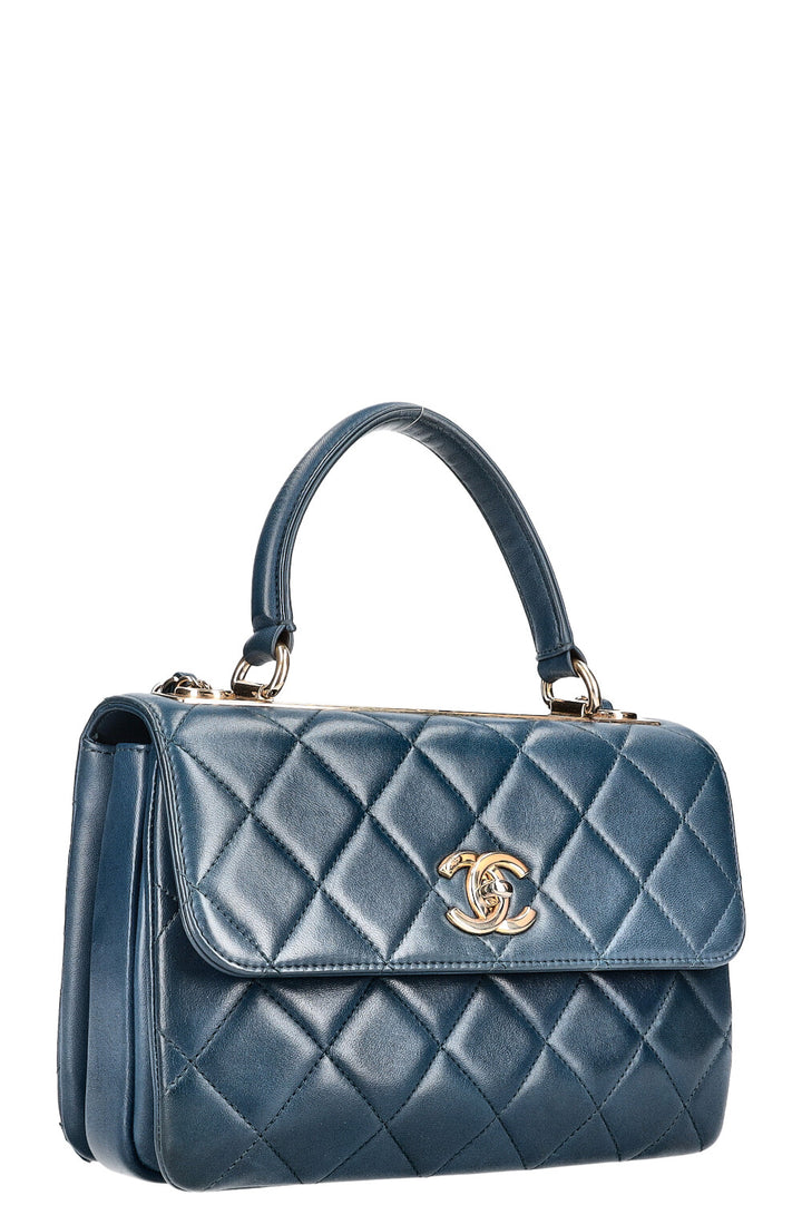 CHANEL Trendy Top Handle Flap Bag Blue