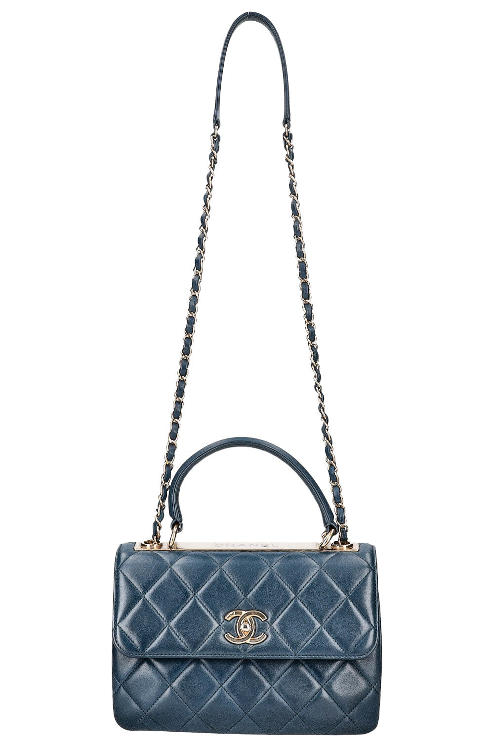 CHANEL Trendy Top Handle Flap Bag Blue 