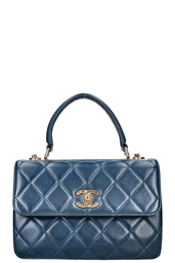 CHANEL Sac à rabat tendance avec poignée supérieure Bleu