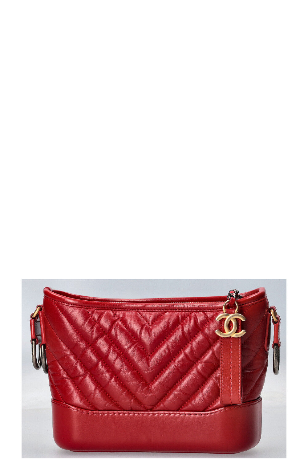 CHANEL Small Gabrielle Bag Chevron Red