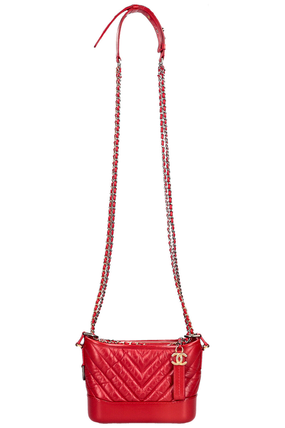 CHANEL Small Gabrielle Bag Chevron Red