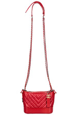 CHANEL Small Gabrielle Bag Chevron Red