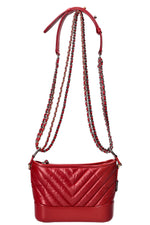 CHANEL Small Gabrielle Bag Chevron Red
