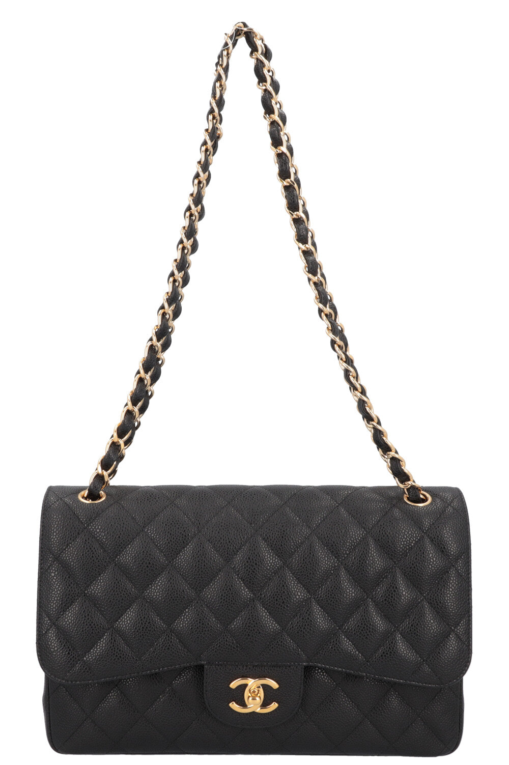 CHANEL Large Double Flap Bag Caviar Black