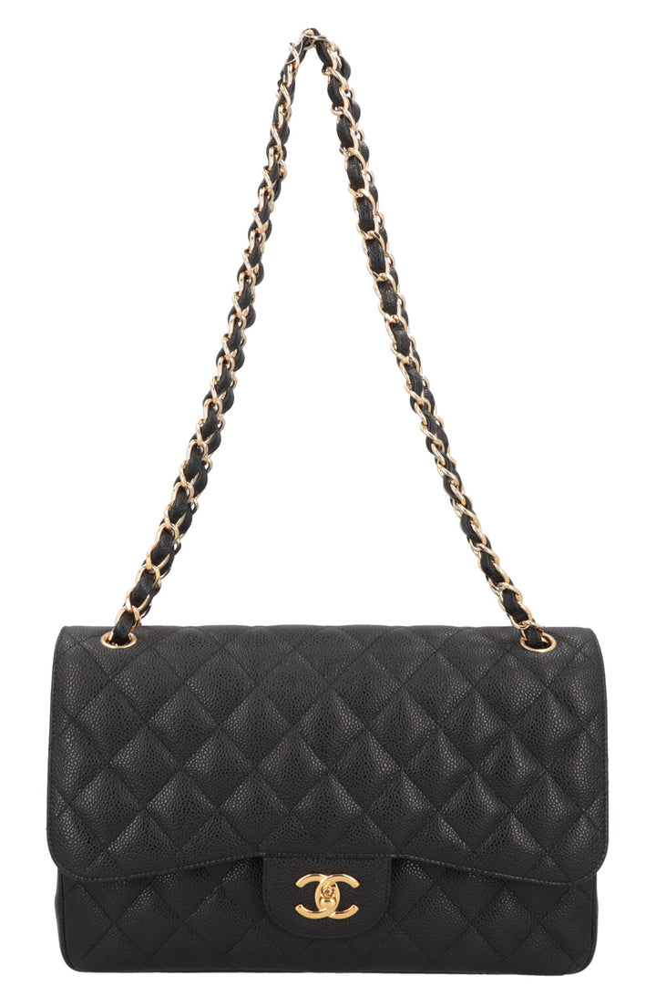 CHANEL Large Double Flap Bag Caviar Black