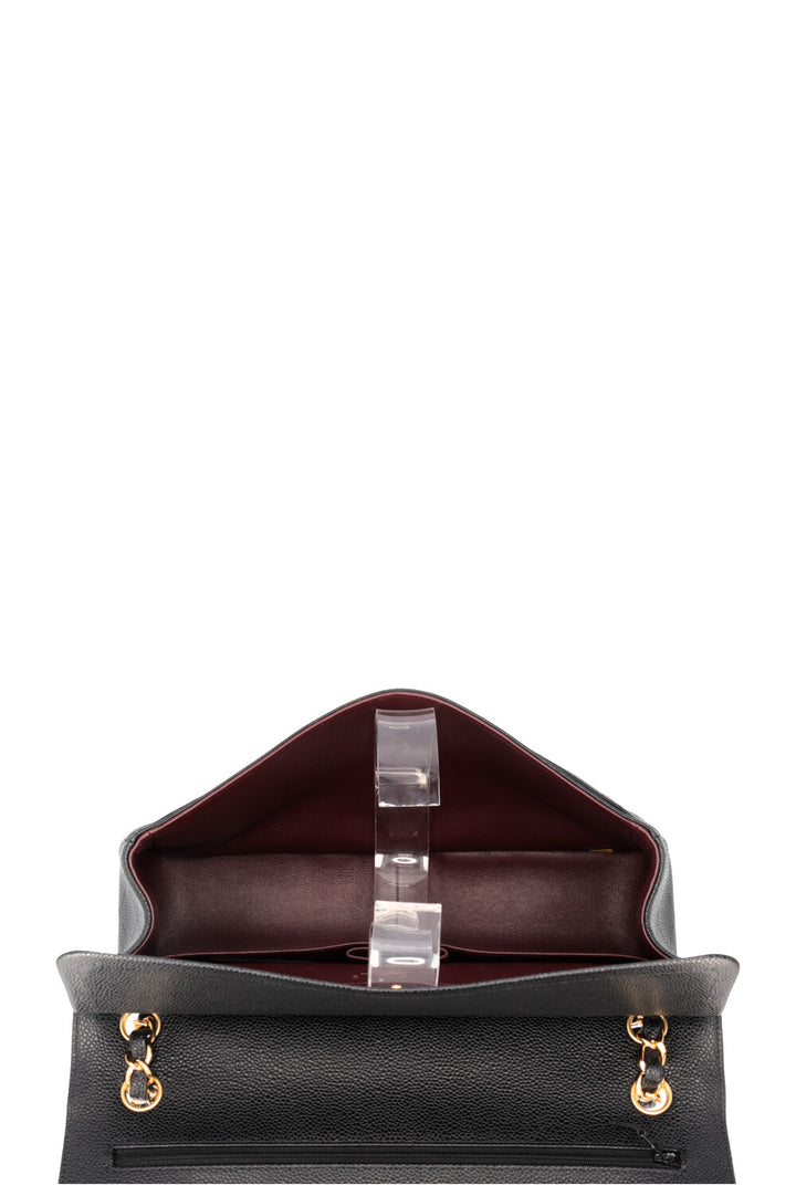 CHANEL Large Double Flap Bag Caviar Black