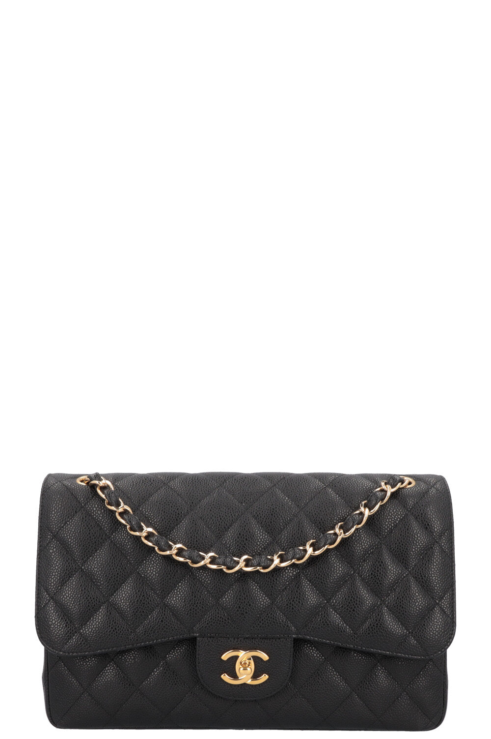 CHANEL Large Double Flap Caviar Black