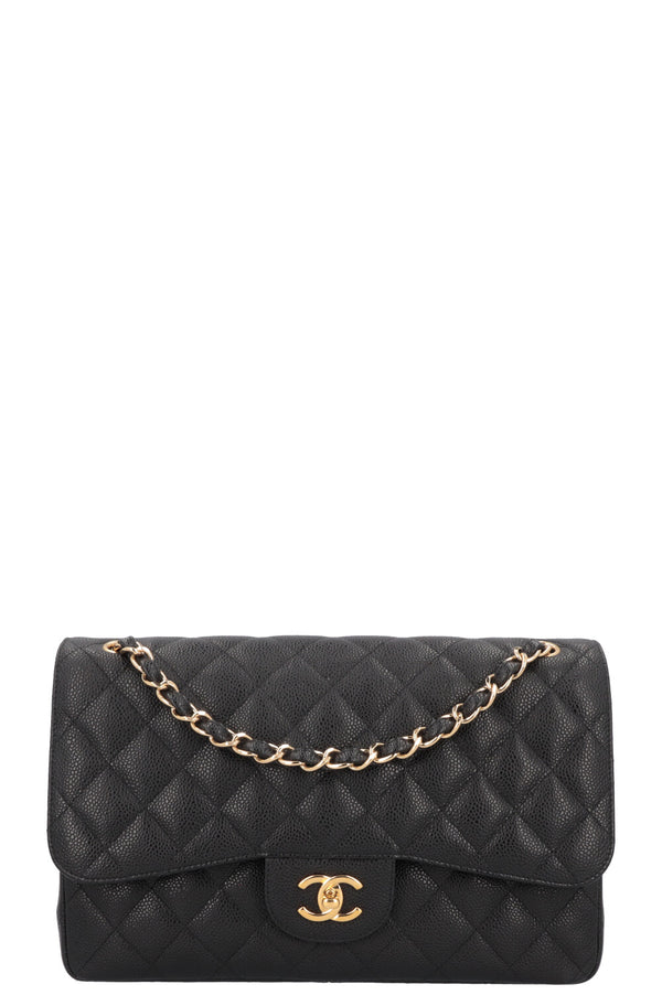 CHANEL Large Double Flap Caviar Black