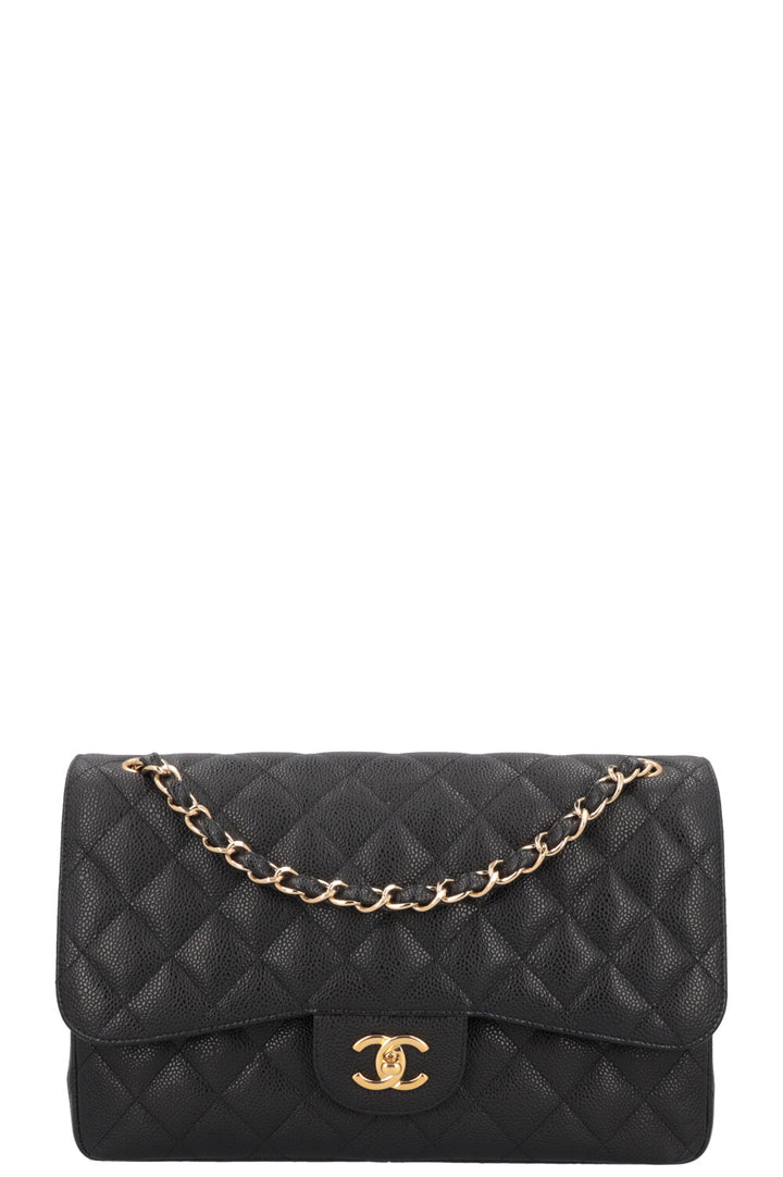 CHANEL Large Double Flap Caviar Black