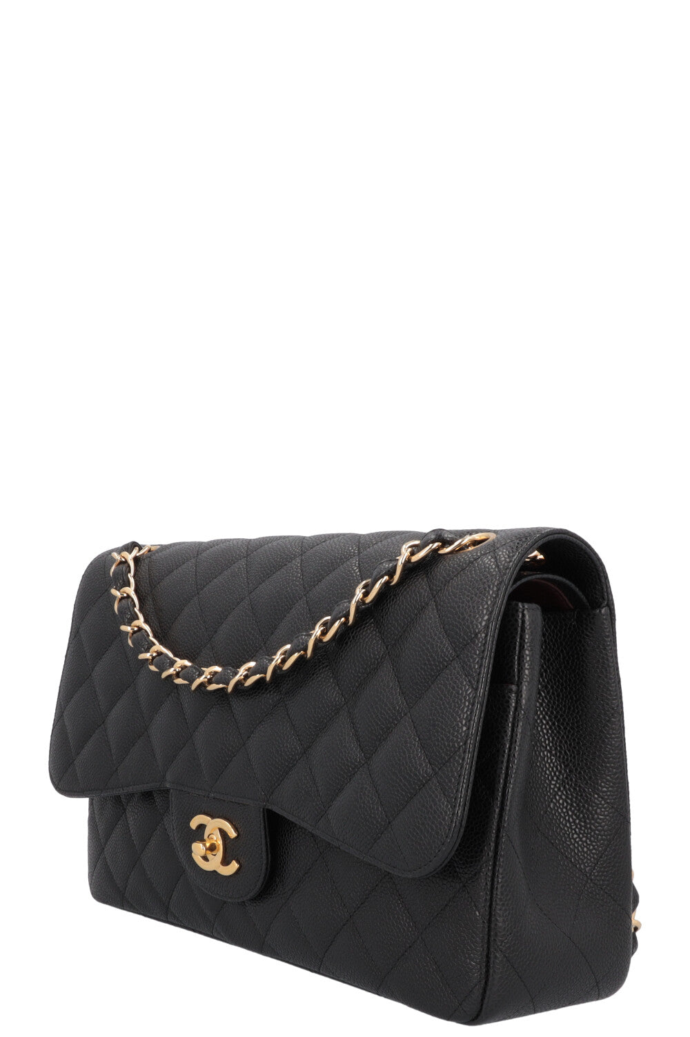 CHANEL Large Double Flap Bag Caviar Black