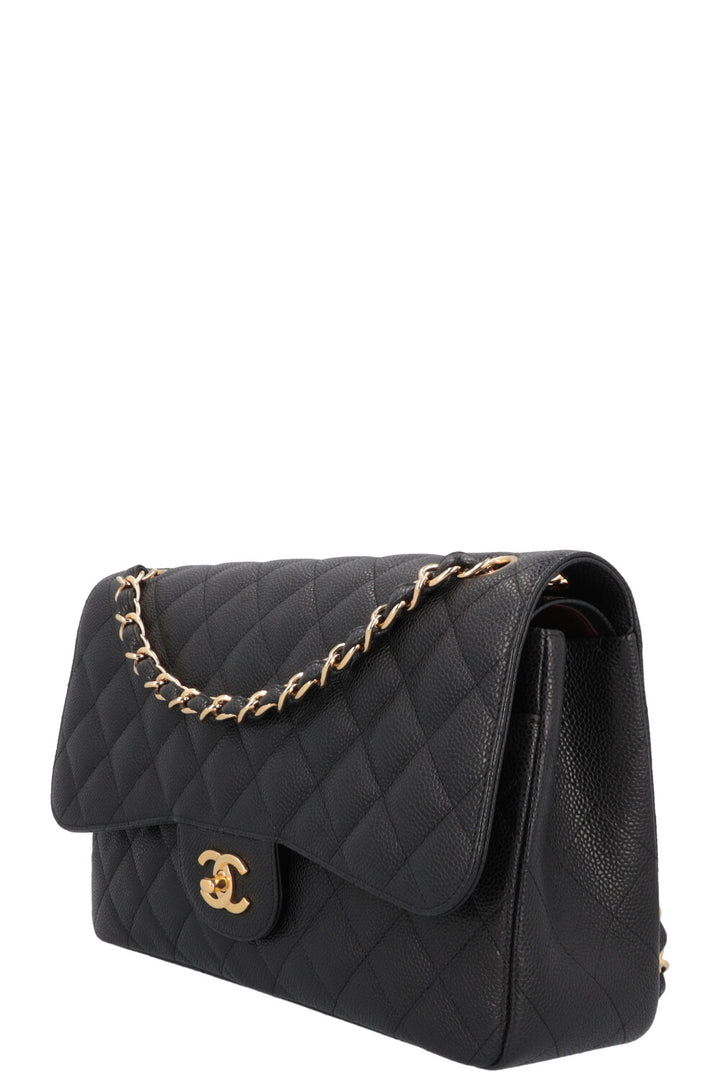 CHANEL Large Double Flap Bag Caviar Black