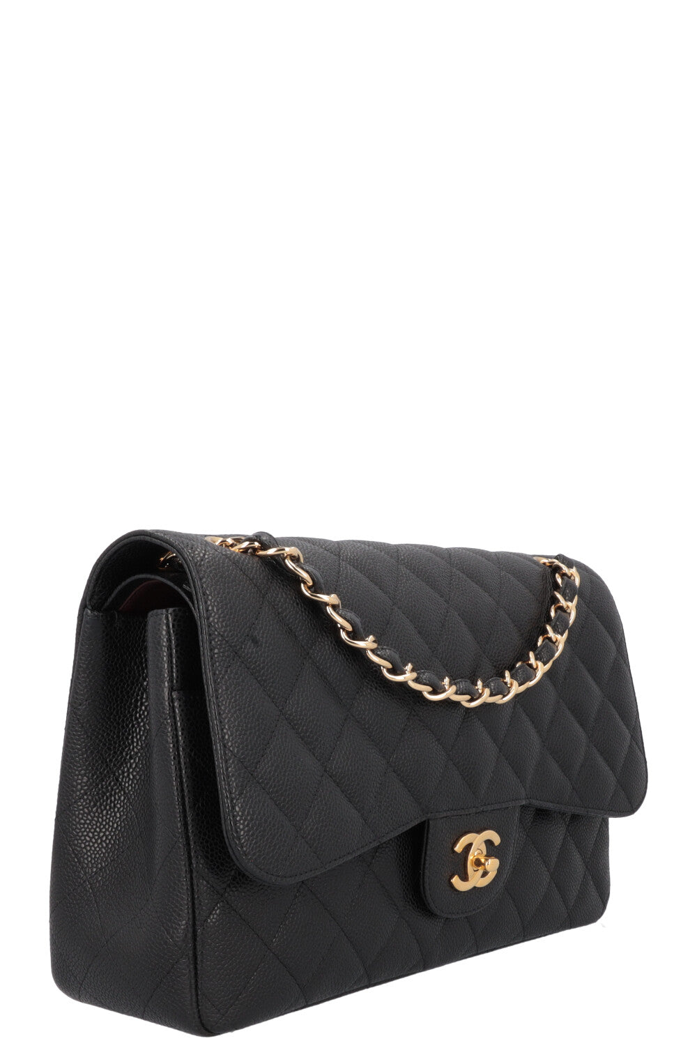 CHANEL Large Double Flap Bag Caviar Black