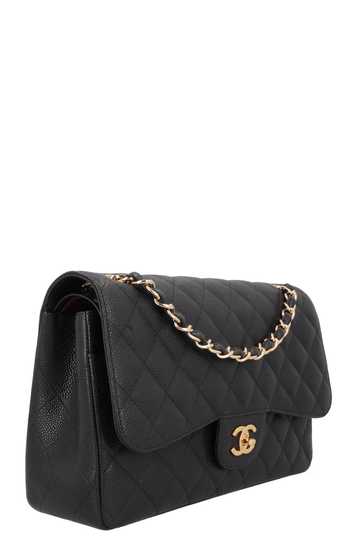 CHANEL Large Double Flap Bag Caviar Black