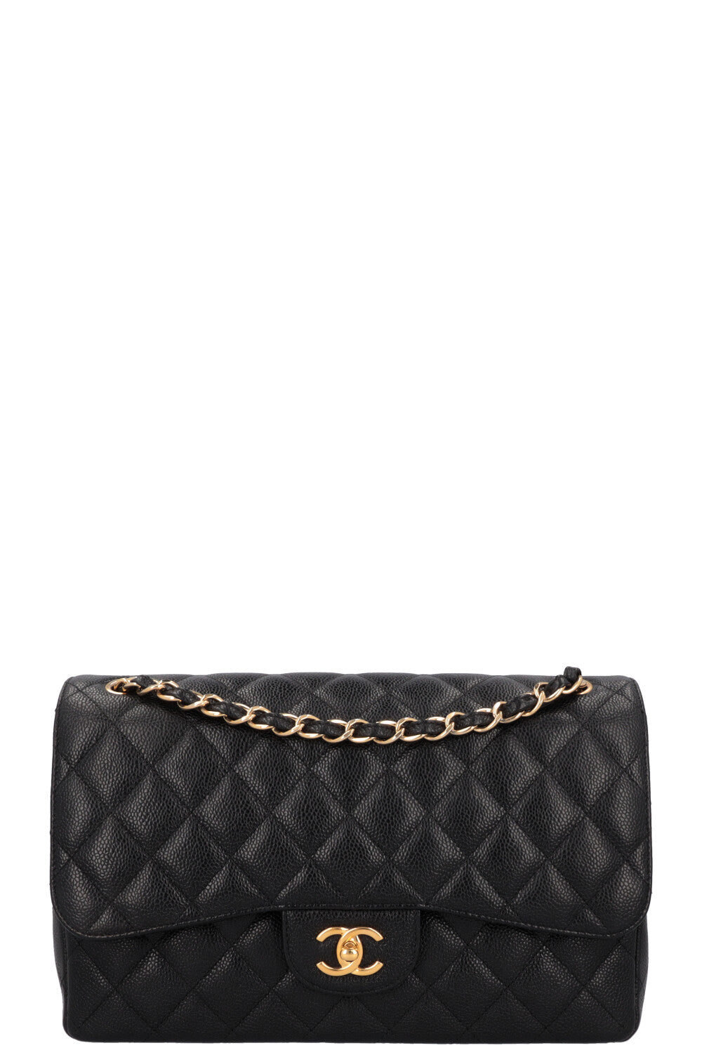CHANEL Large Double Flap Bag Caviar Black