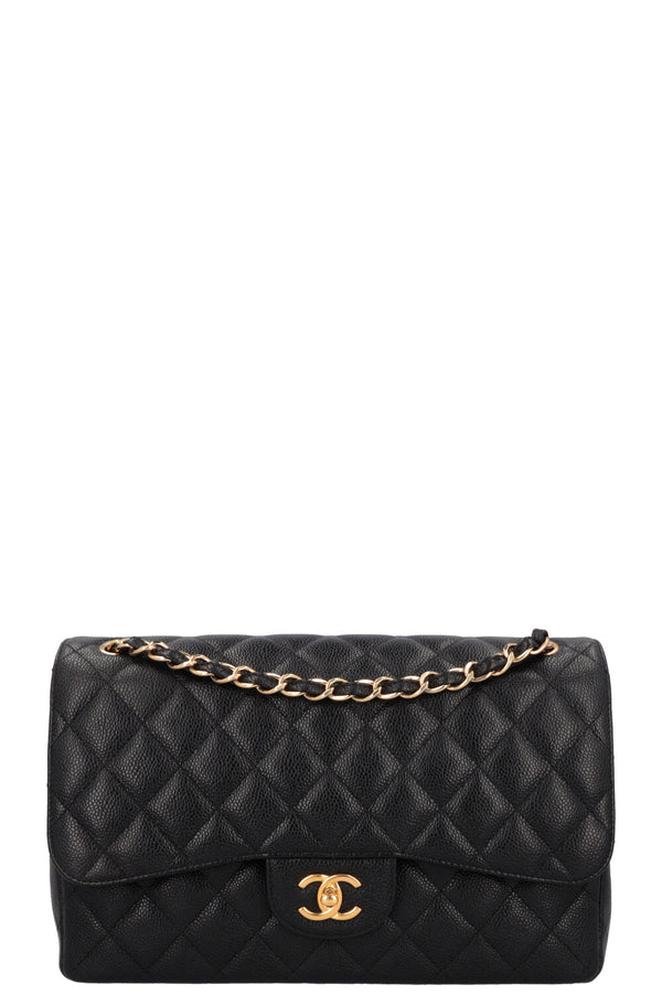 CHANEL Large Double Flap Bag Caviar Black