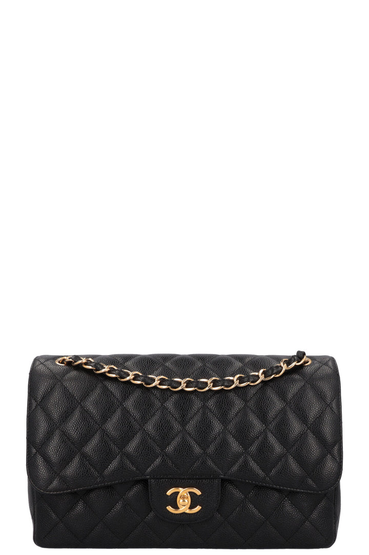 CHANEL Large Double Flap Bag Caviar Black