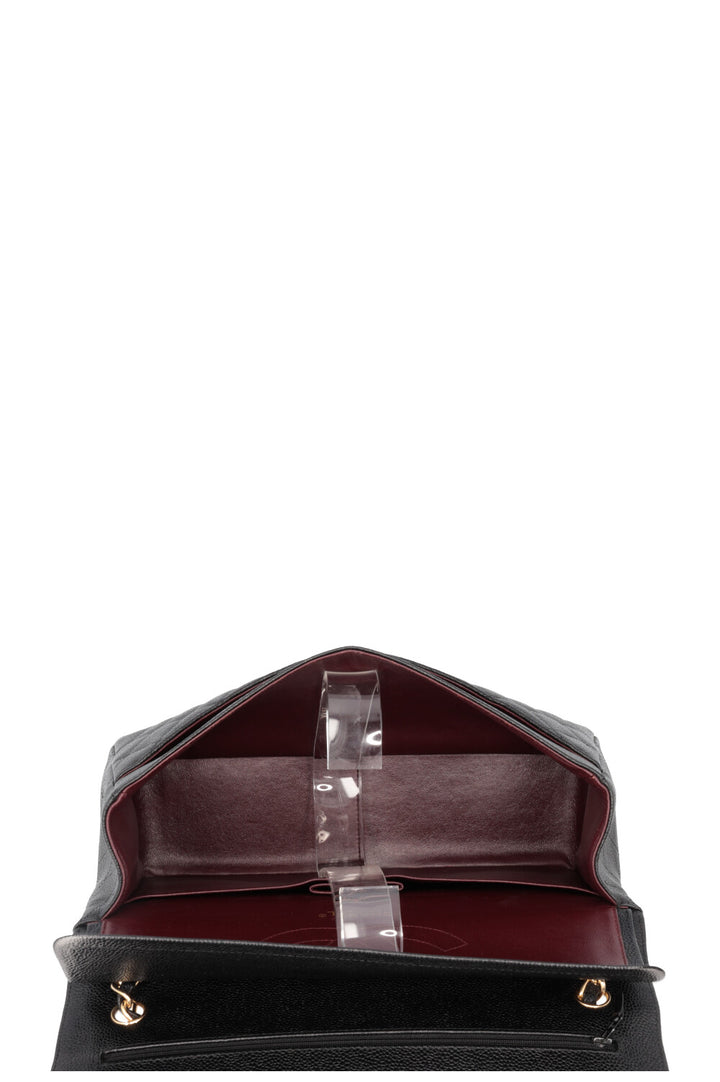 CHANEL Large Double Flap Bag Caviar Black
