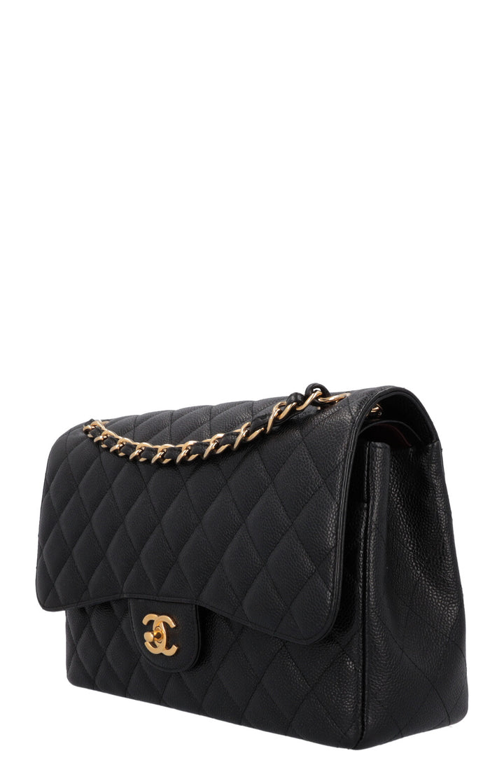 CHANEL Large Double Flap Bag Caviar Black