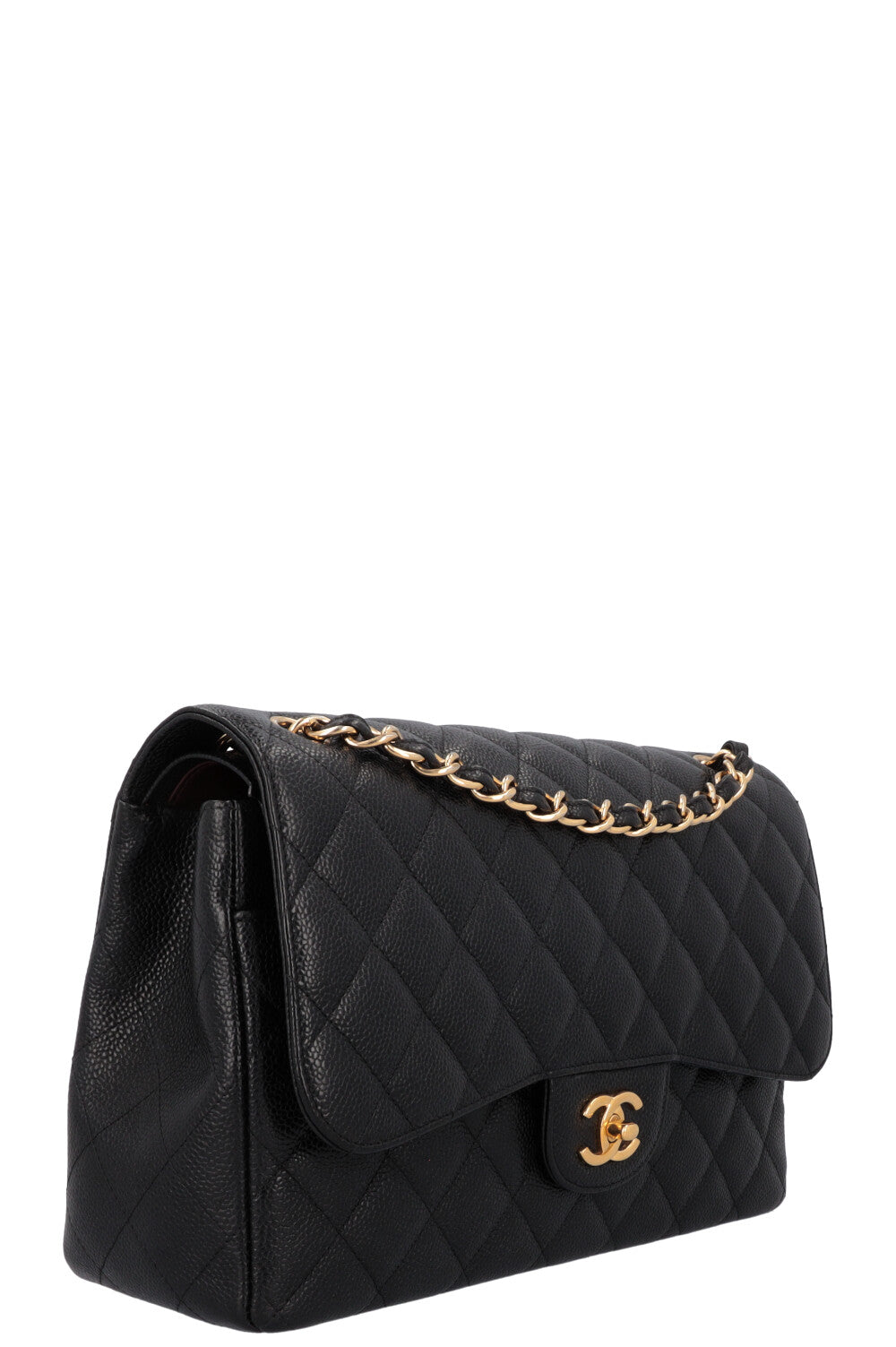 CHANEL Large Double Flap Bag Caviar Black