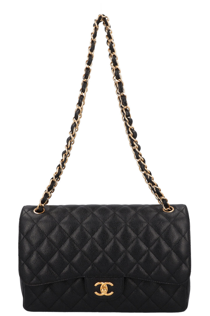 CHANEL Large Double Flap Bag Caviar Black
