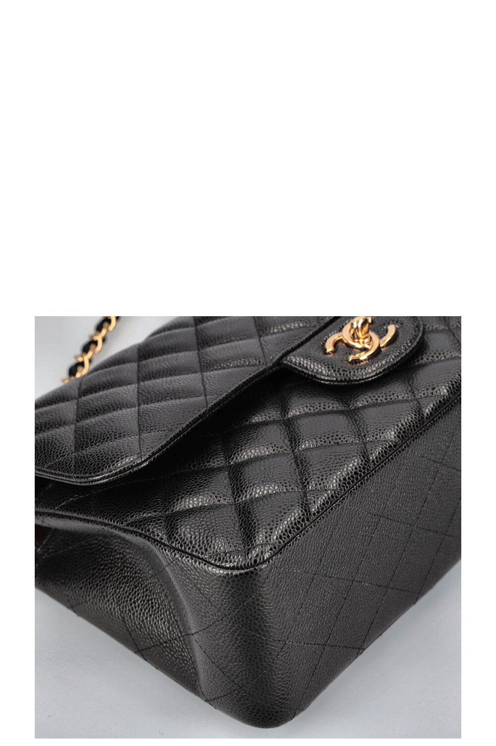 CHANEL Large Double Flap Caviar Black