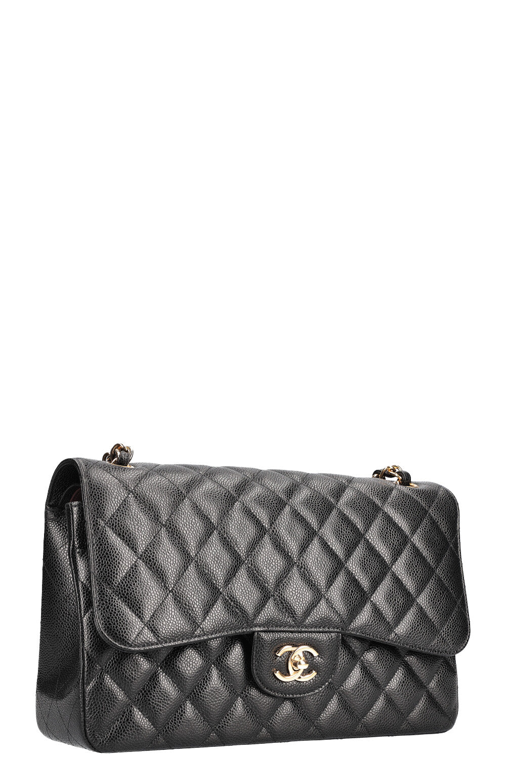 CHANEL Large Double Flap Caviar Black