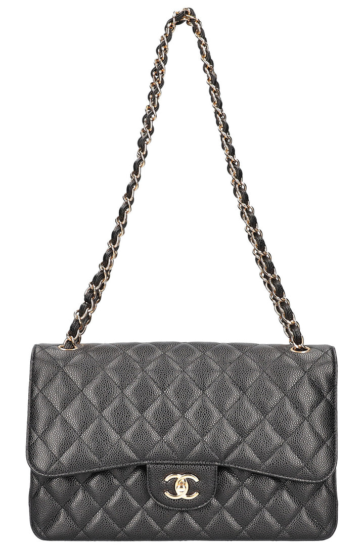 CHANEL Large Double Flap Caviar Black