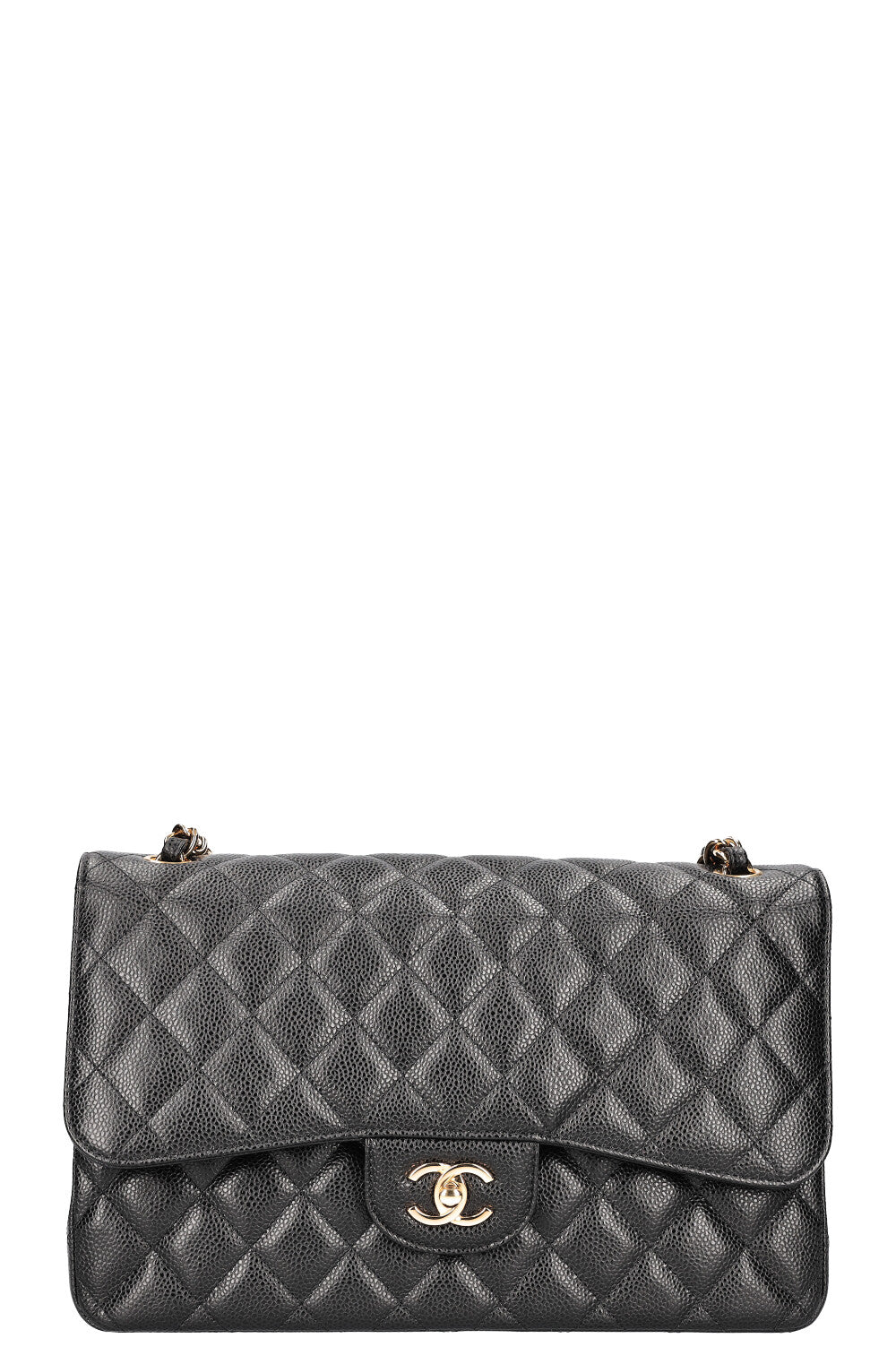 CHANEL Large Double Flap Caviar Black