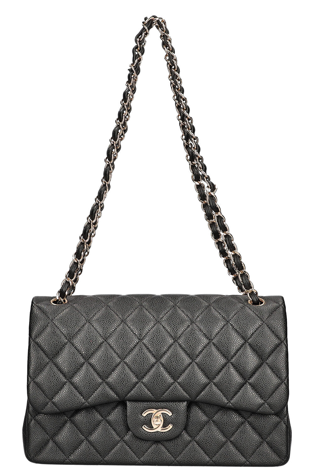 CHANEL Large Double Flap Bag Caviar Graphite