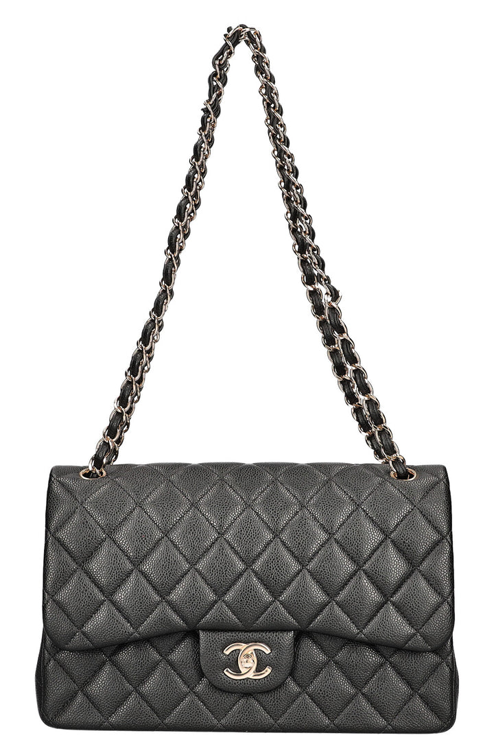 CHANEL Large Double Flap Bag Caviar Graphite