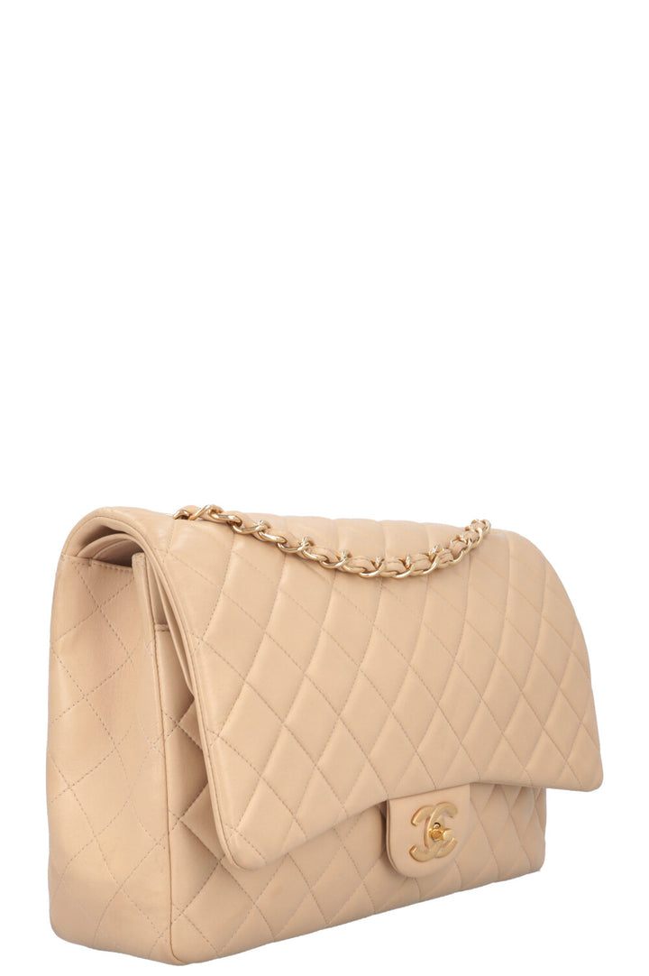 CHANEL Maxi Double Flap Bag Beige