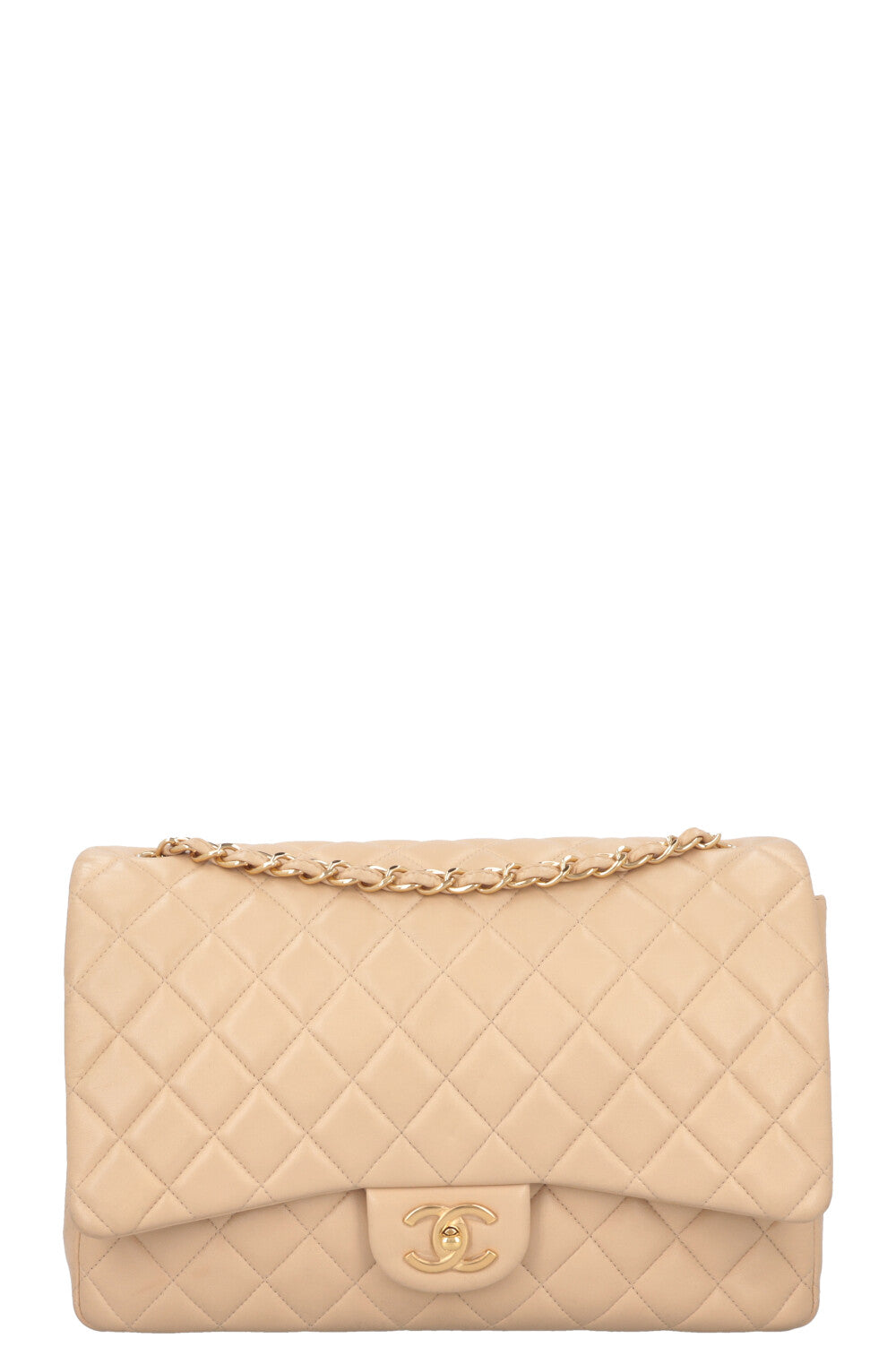 CHANEL Maxi Double Flap Bag Beige