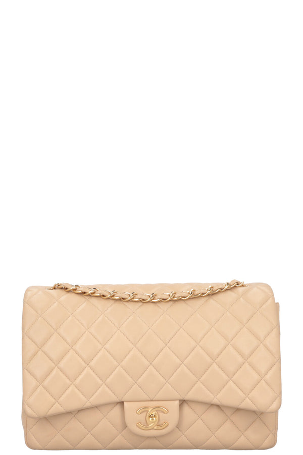 CHANEL Maxi Double Flap Bag Beige
