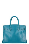 HERMÈS Birkin 30 Veau Tadelakt Bleu Izmir