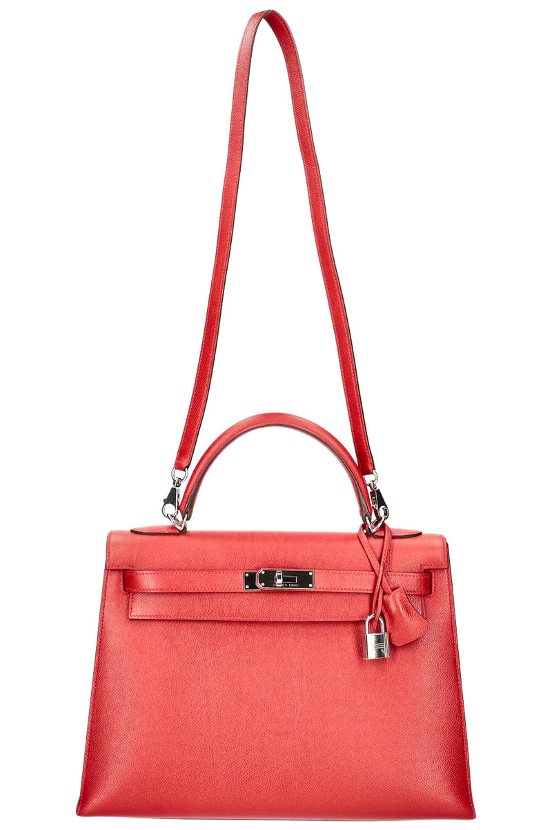 HERMÈS Kelly 32 Epsom Rouge Casaque